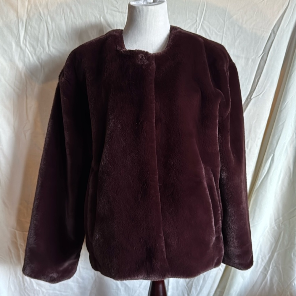 Sanctuary Womens Faux Fur Cape Jacket Starry Night Formal Amethyst Purple XL
